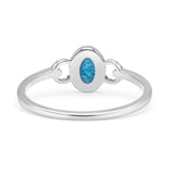 Oval Oxidized Statement Fashion Petite Dainty Thumb Ring Lab Created Opal Solid 925 Sterling Silver