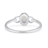 Oval Oxidized Statement Fashion Petite Dainty Thumb Ring Lab Created Opal Solid 925 Sterling Silver