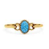 Oval Oxidized Statement Fashion Petite Dainty Thumb Ring Lab Created Opal Solid 925 Sterling Silver