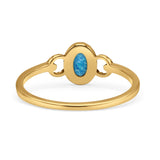 Oval Oxidized Statement Fashion Petite Dainty Thumb Ring Lab Created Opal Solid 925 Sterling Silver