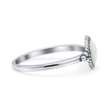 Round Fashion Petite Dainty Oxidized Thumb Statement Ring Lab Created Opal Solid 925 Sterling Silver