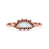 Half  Crescent Moon Ring Lab Created Opal 925 Sterling Silver