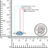 Half  Crescent Moon Ring Lab Created Opal 925 Sterling Silver