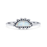 Half  Crescent Moon Ring Lab Created Opal 925 Sterling Silver