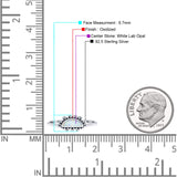 Half  Crescent Moon Ring Lab Created Opal 925 Sterling Silver