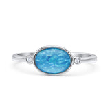 Round Cubic Zirconia Thumb Ring New Statement Fashion Ring Oval Lab Created Opal 925 Sterling Silver