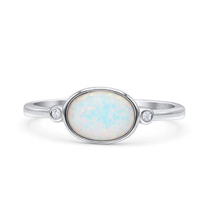 Round Cubic Zirconia Thumb Ring New Statement Fashion Ring Oval Lab Created Opal 925 Sterling Silver