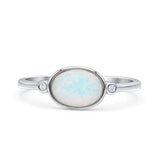 Round Cubic Zirconia Thumb Ring New Statement Fashion Ring Oval Lab Created Opal 925 Sterling Silver