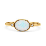 Round Cubic Zirconia Thumb Ring New Statement Fashion Ring Oval Lab Created Opal 925 Sterling Silver