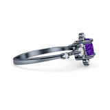 Halo Art Deco Bridal Wedding Engagement Ring Rhodium Plated Round Simulated Cubic Zirconia 925 Sterling Silver