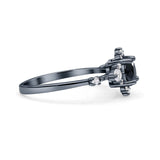 Halo Art Deco Bridal Wedding Engagement Ring Rhodium Plated Round Simulated Cubic Zirconia 925 Sterling Silver