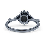 Halo Art Deco Bridal Wedding Engagement Ring Rhodium Plated Round Simulated Cubic Zirconia 925 Sterling Silver