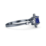 Halo Art Deco Bridal Wedding Engagement Ring Rhodium Plated Round Simulated Cubic Zirconia 925 Sterling Silver