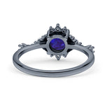 Halo Art Deco Bridal Wedding Engagement Ring Rhodium Plated Round Simulated Cubic Zirconia 925 Sterling Silver