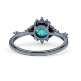 Halo Art Deco Bridal Wedding Engagement Ring Rhodium Plated Round Simulated Cubic Zirconia 925 Sterling Silver