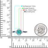 Halo Art Deco Bridal Wedding Engagement Ring Rhodium Plated Round Simulated Cubic Zirconia 925 Sterling Silver