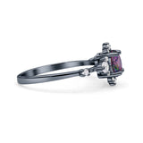 Halo Art Deco Bridal Wedding Engagement Ring Rhodium Plated Round Simulated Cubic Zirconia 925 Sterling Silver