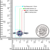 Halo Art Deco Bridal Wedding Engagement Ring Rhodium Plated Round Simulated Cubic Zirconia 925 Sterling Silver