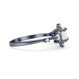 Halo Art Deco Bridal Wedding Engagement Ring Rhodium Plated Round Simulated Cubic Zirconia 925 Sterling Silver