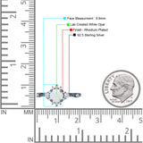 Halo Art Deco Bridal Wedding Engagement Ring Rhodium Plated Round Simulated Cubic Zirconia 925 Sterling Silver