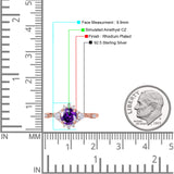 Halo Art Deco Bridal Wedding Engagement Ring Rhodium Plated Round Simulated Cubic Zirconia 925 Sterling Silver