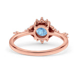 Halo Art Deco Bridal Wedding Engagement Ring Rhodium Plated Round Simulated Cubic Zirconia 925 Sterling Silver