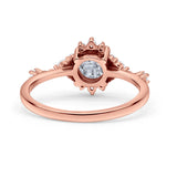 Halo Art Deco Bridal Wedding Engagement Ring Rhodium Plated Round Simulated Cubic Zirconia 925 Sterling Silver