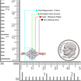 Halo Art Deco Bridal Wedding Engagement Ring Rhodium Plated Round Simulated Cubic Zirconia 925 Sterling Silver