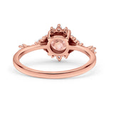 Halo Art Deco Bridal Wedding Engagement Ring Rhodium Plated Round Simulated Cubic Zirconia 925 Sterling Silver