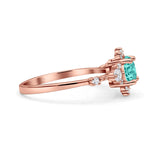 Halo Art Deco Bridal Wedding Engagement Ring Rhodium Plated Round Simulated Cubic Zirconia 925 Sterling Silver