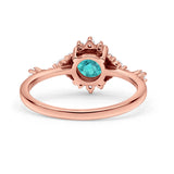 Halo Art Deco Bridal Wedding Engagement Ring Rhodium Plated Round Simulated Cubic Zirconia 925 Sterling Silver