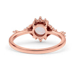 Halo Art Deco Bridal Wedding Engagement Ring Rhodium Plated Round Simulated Cubic Zirconia 925 Sterling Silver