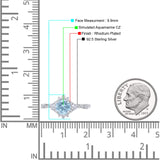 Halo Art Deco Bridal Wedding Engagement Ring Rhodium Plated Round Simulated Cubic Zirconia 925 Sterling Silver