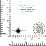 Halo Art Deco Bridal Wedding Engagement Ring Rhodium Plated Round Simulated Cubic Zirconia 925 Sterling Silver