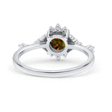 Halo Art Deco Bridal Wedding Engagement Ring Rhodium Plated Round Simulated Cubic Zirconia 925 Sterling Silver