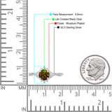 Halo Art Deco Bridal Wedding Engagement Ring Rhodium Plated Round Simulated Cubic Zirconia 925 Sterling Silver