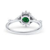 Halo Art Deco Bridal Wedding Engagement Ring Rhodium Plated Round Simulated Cubic Zirconia 925 Sterling Silver