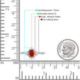 Halo Art Deco Bridal Wedding Engagement Ring Rhodium Plated Round Simulated Cubic Zirconia 925 Sterling Silver