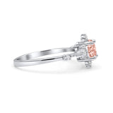 Halo Art Deco Bridal Wedding Engagement Ring Rhodium Plated Round Simulated Cubic Zirconia 925 Sterling Silver