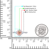 Halo Art Deco Bridal Wedding Engagement Ring Rhodium Plated Round Simulated Cubic Zirconia 925 Sterling Silver