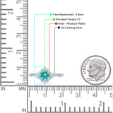 Halo Art Deco Bridal Wedding Engagement Ring Rhodium Plated Round Simulated Cubic Zirconia 925 Sterling Silver