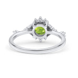 Halo Art Deco Bridal Wedding Engagement Ring Rhodium Plated Round Simulated Cubic Zirconia 925 Sterling Silver