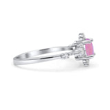 Halo Art Deco Bridal Wedding Engagement Ring Rhodium Plated Round Simulated Cubic Zirconia 925 Sterling Silver