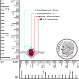 Halo Art Deco Bridal Wedding Engagement Ring Rhodium Plated Round Simulated Cubic Zirconia 925 Sterling Silver