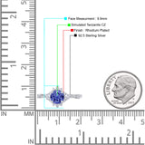 Halo Art Deco Bridal Wedding Engagement Ring Rhodium Plated Round Simulated Cubic Zirconia 925 Sterling Silver