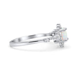 Halo Art Deco Bridal Wedding Engagement Ring Rhodium Plated Round Simulated Cubic Zirconia 925 Sterling Silver
