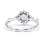 Halo Art Deco Bridal Wedding Engagement Ring Rhodium Plated Round Simulated Cubic Zirconia 925 Sterling Silver