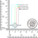 Halo Art Deco Bridal Wedding Engagement Ring Rhodium Plated Round Simulated Cubic Zirconia 925 Sterling Silver