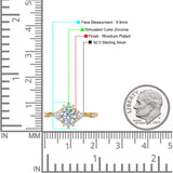 Halo Art Deco Bridal Wedding Engagement Ring Rhodium Plated Round Simulated Cubic Zirconia 925 Sterling Silver