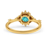 Halo Art Deco Bridal Wedding Engagement Ring Rhodium Plated Round Simulated Cubic Zirconia 925 Sterling Silver